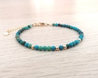 Turquoise bracelet - 14k Gold Filled and gemstone bracelet - Third eye throat heart chakra - December birthstone - Everyday custom jewelry