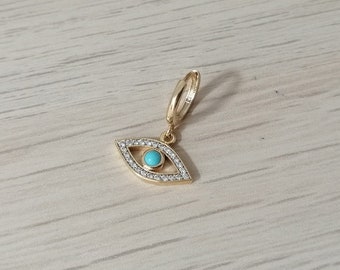 Evil eye hoop earring - ONE gold hoop - Single gold hoop - Small hoop - Minimalist jewelry