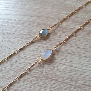 Labradorite or moonstone bracelet - 14k Gold filled layered bracelet - Layering jewelry - Everyday jewelry - Custom jewelry