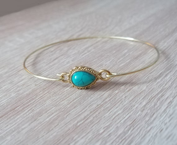 Turquoise Bangle Solid Brass Bracelet Gemstone Bracelet Ethnic Bracelet Stacking Bracelets Minimalist Jewelry Custom Jewelry Etsy