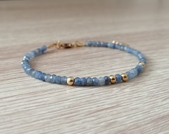 Sapphire bracelet - 14k Gold Filled and gemstone bracelet - September birthstone - Layering jewelry - Everyday custom jewelry