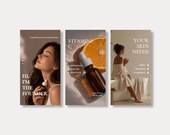 Beauty Instagram Stories Templates Canva – 45 Clean Aesthetic Social Media Templates, Skincare & Wellness Branding, Editable Canva Templates