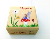 Children 39 s personalised tooth fairy box, Hand-painted personalised trinket box, Wooden Tooth Fairy Box with 39 Fairy Toadstool 39 design.
