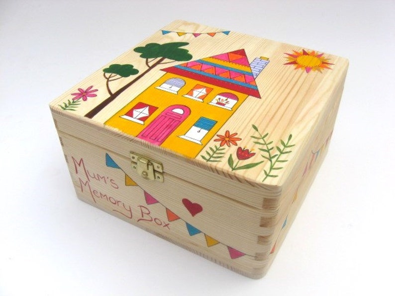 XL handpainted keepsake box Wooden memory box Personalised Etsy
