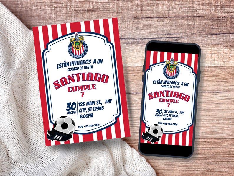 Chivas De Guadalajara Soccer Birthday Invitation Digital and Printable ...