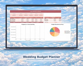 Hochzeitsbudgetplaner Tabelle Excel Google Sheets Bearbeitbare Vorlage mit Expense Tracker Vendor List und Cash Flow für Bräute