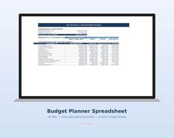 Haushaltsplaner Tabelle: Monatlicher Tracker, Kreditrückzahlung, Ersparnisse Ziele (Excel / Sheets)