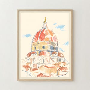 Florens Duomo Full Dome Abside | Konsttryck i oljepastellstil | Digital nedladdning