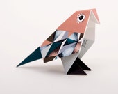 Cosmos bird: Pack of three origami Birds with pattern print, folded and packed