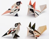 DIY KIT MIX green/rose, 6 foxes and 6 birds, folding drafts and instruction (paper, video)