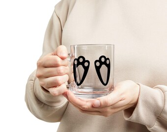 Cat Paw Print Glass Mug | 10oz Clear Coffee Cup