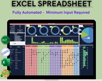 Habit Tracker | Automated Excel | Dark Dashboard, Auto Charts, Streak Counter (Digital Download)