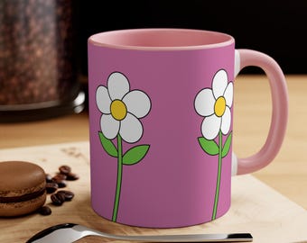 Cute pink flower ceramic mug #pink #gift #mug #ceramic