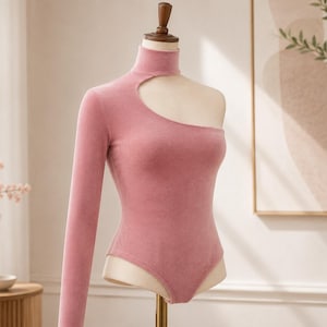 One Shoulder Bodysuit Sewing Pattern pdf  High Neck Cut Out Bodysuit Pattern  Women Long Sleeve Leotard DIY Digital Download XS-XXL