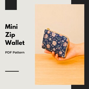 Mini Zip Wallet PDF Pattern Small Zipper Pouch Sewing Pattern  L-Zip Coin Purse TutorialInstant Download, DIY Card Wallet Template