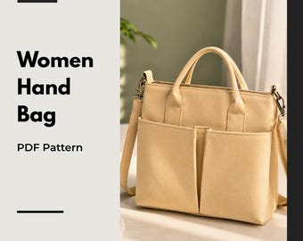Patrón de costura PDF para bolso de mujer, patrón de bolso tote DIY, bolso cruzado PDF, tutorial para bolso de lona, descarga instantánea