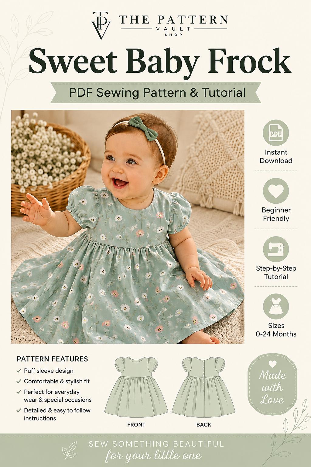 20 Kids' Dress Patterns for Sewing Moms Who Don't Have All Afternoon 16 Baby Dress Sewing Pattern PDF Baby Frock Pattern, Puff Sleeve Dress,…