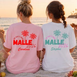 Personalisierbares Malle 2026 Shirt mit Name, Girls-Trip, Mallorca Shirts, Ballermann Gruppe Shirt, Party Shirt, Malle T-Shirt, JGA Shirt