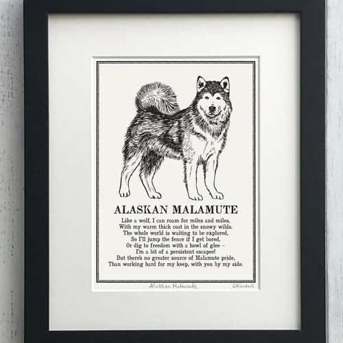 Alaskan Malamute Print Illustrated Poem | Etsy