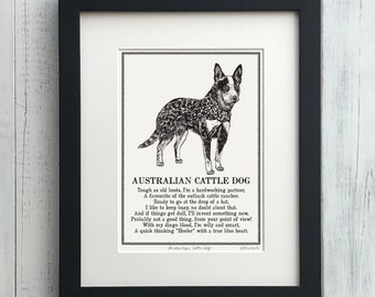 Australian Cattle Dog (Heeler) Print Illustrated Poem