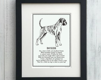 Boxer Dog Print Illustrated Poem