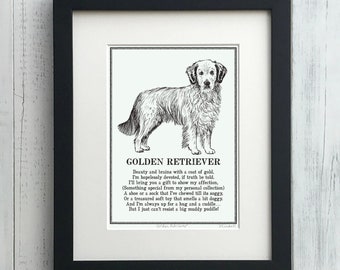 Golden Retriever Print Illustrated Poem