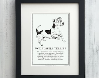 Jack Russell Terrier Print: Personalised Illustrated Dog Art Poem