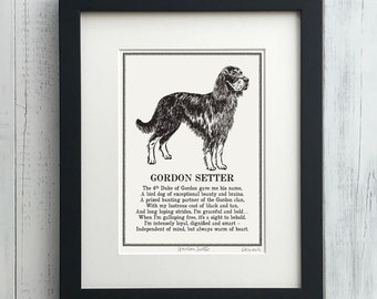 Gordon Setter Print  Illustrated Poem