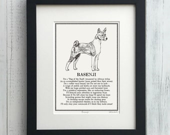 Basenji Print Illustrated Poem