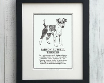 Parson Russell Terrier Print Illustrated Poem