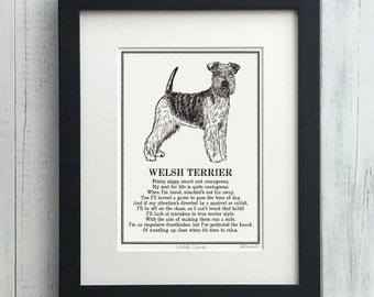 Welsh Terrier Print Illustrated Poem