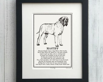 Mastiff Print Illustrated Poem