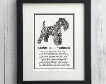 Kerry Blue Terrier Print Illustrated Poem