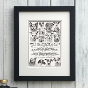 Mutt, Mongrel & Mixed Breed Dog Print Illustrated Poem