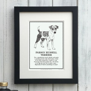 Parson Russell Terrier Print: Personalised Illustrated Poem Dog Art