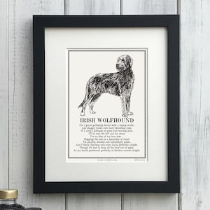 Irish Wolfhound Print: Personalised Dog Illustration & Poem Art