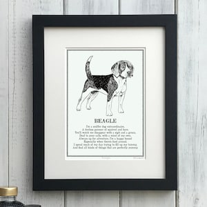 Beagle Print: Personalised Illustrated Dog Poem