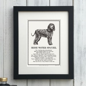 Irish Water Spaniel Print Illustrated Poem