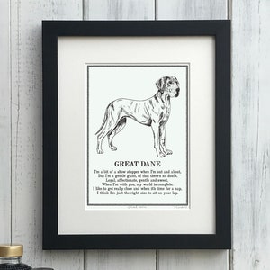 Great Dane Print Illustrated Poem