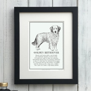 Golden Retriever Print: Personalised Dog Illustration & Poem Art