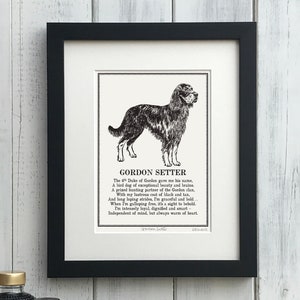 Gordon Setter Print  Illustrated Poem, Dog Owner Gift, Personalised Dog Print.