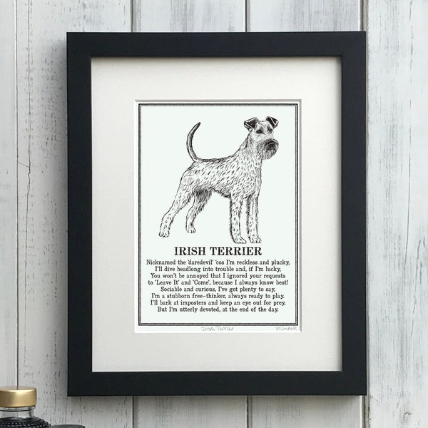 Irish Terrier Print Illustrated Poem