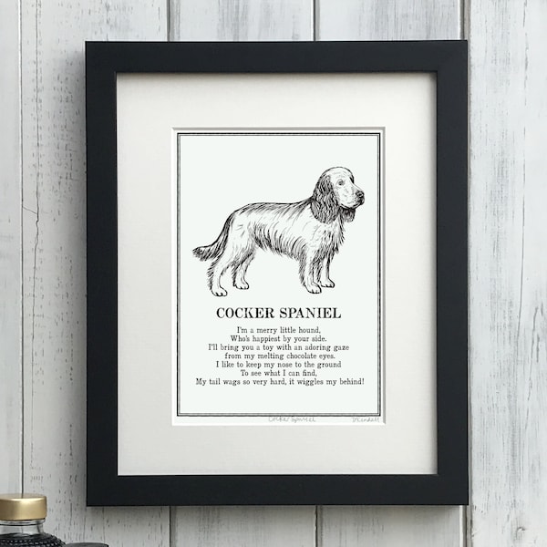 Cocker Spaniel Print Illustrated Poem