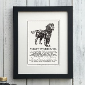 Working Cocker Spaniel Print Illustrated Poem