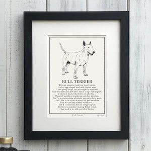 Bull Terrier Print: Personalised Illustrated Dog Poem