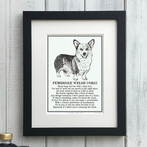 Pembroke Welsh Corgi Print: Personalised Illustrated Dog Poem Art