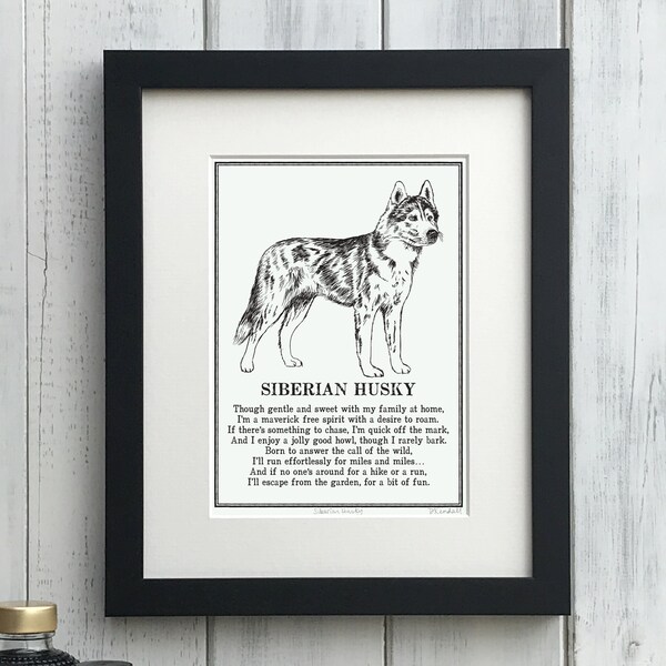 Husky Print: Personalised Illustrated Dog Art Poem