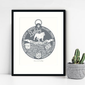 Bulldog Personalised Print Art Gift Custom Colours