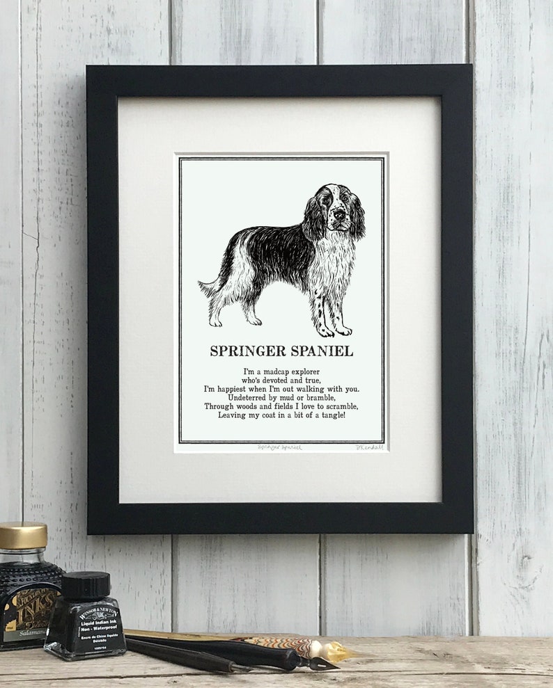 Springer Spaniel Print Illustrated Poem