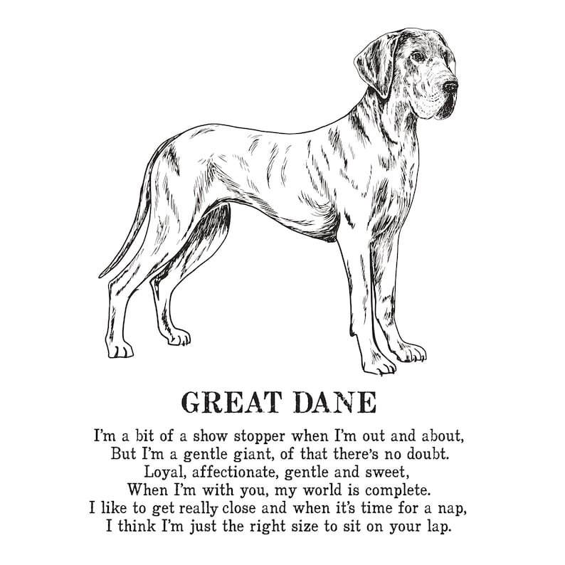 Great Dane Print Illustrated Poem - Etsy